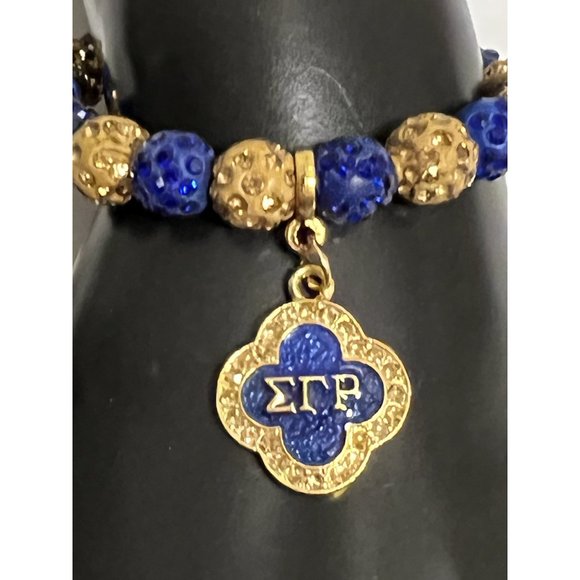 Sigma Gamma Rho Beaded Bling Elastic Flower Charm Bracelet - Picture 5 of 10